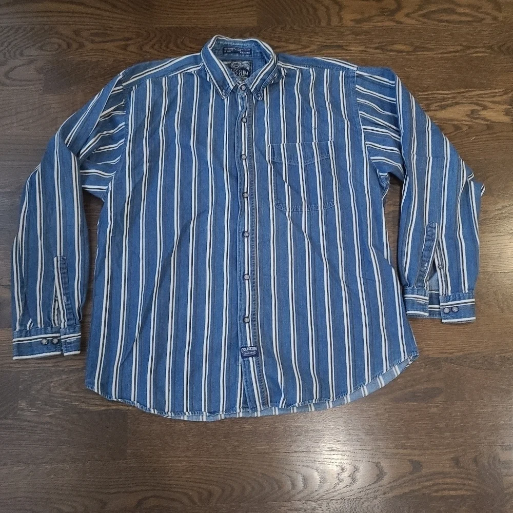 Coliseum Authentic jeans co.Blue Striped denim  Men's Shirt sz.XXL